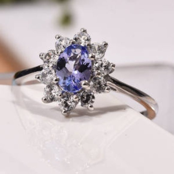 Tanzanite  Flower Ring - Picture 2 of 4